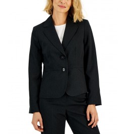 Women's Two-Button Pinstriped Pantsuit Regular & Petite Gray $45.00 Suits