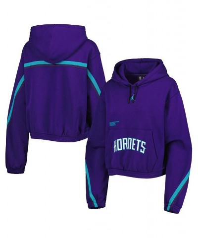 Women's Brand Purple Charlotte Hornets Courtside Statement Edition Pullover Hoodie Purple $41.65 Sweatshirts
