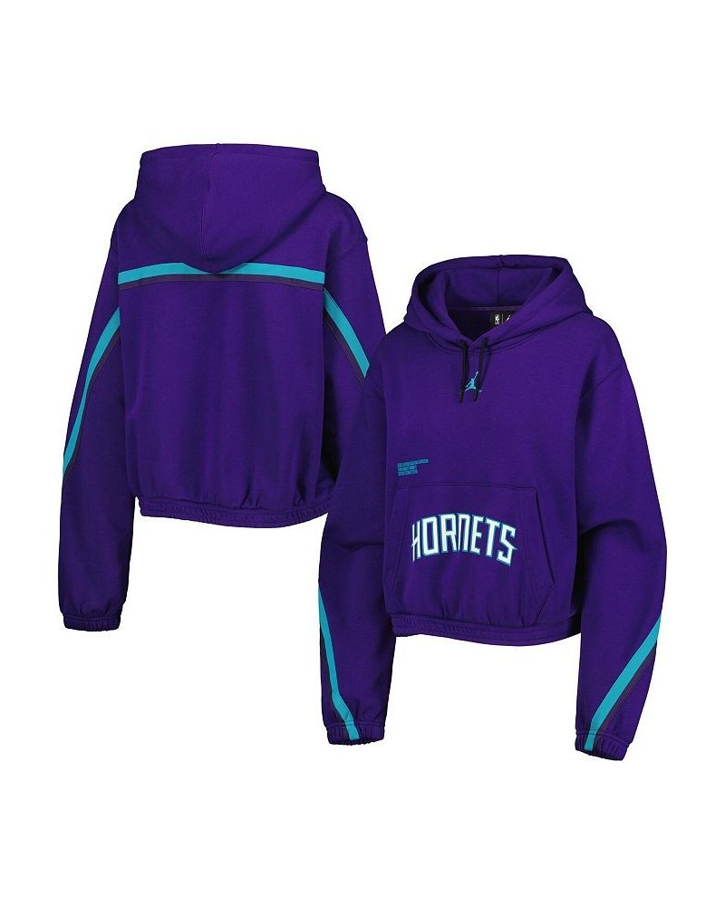 Women's Brand Purple Charlotte Hornets Courtside Statement Edition Pullover Hoodie Purple $41.65 Sweatshirts