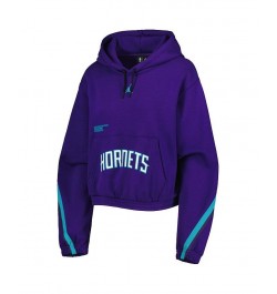 Women's Brand Purple Charlotte Hornets Courtside Statement Edition Pullover Hoodie Purple $41.65 Sweatshirts