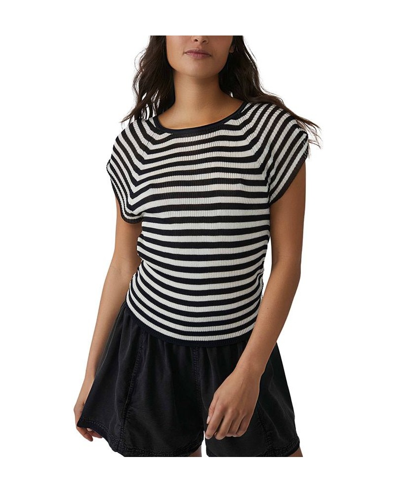 Women's Slinky Ribbed Baby T-Shirt Black $38.72 Sweaters