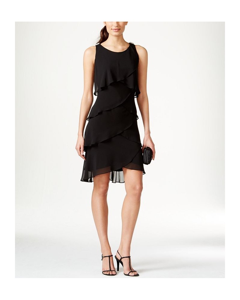 Tiered Chiffon Dress Black $38.15 Dresses