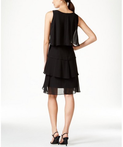 Tiered Chiffon Dress Black $38.15 Dresses