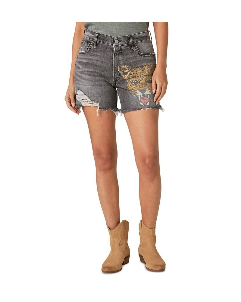 Women's '90s Midi Big Cat Graphic Denim Shorts Cool Cat $45.65 Shorts