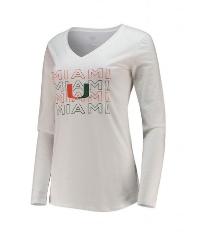 Women's Green White Miami Hurricanes Flagship Long Sleeve T-shirt and Pants Sleep Set Green, White $27.30 Pajama