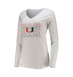 Women's Green White Miami Hurricanes Flagship Long Sleeve T-shirt and Pants Sleep Set Green, White $27.30 Pajama