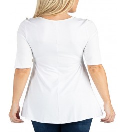 Women's Elbow Sleeve Swing Tunic Top White $18.48 Tops