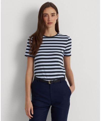 Petite Striped Crewneck T-Shirt Navy Multi $35.45 Tops