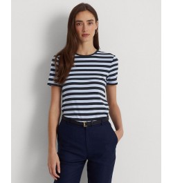 Petite Striped Crewneck T-Shirt Navy Multi $35.45 Tops