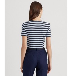 Petite Striped Crewneck T-Shirt Navy Multi $35.45 Tops