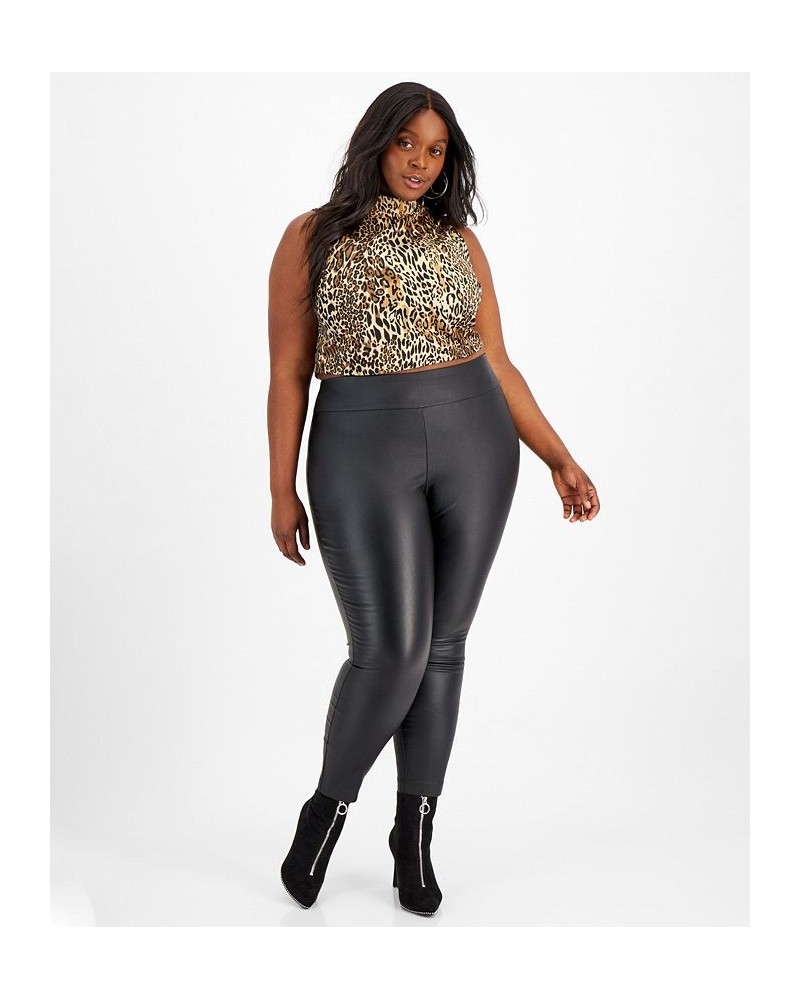 Plus Size Coated Leggings Deep Black $16.68 Pants