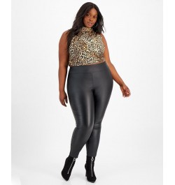 Plus Size Coated Leggings Deep Black $16.68 Pants