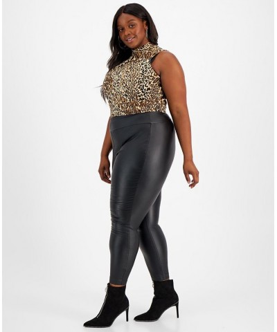 Plus Size Coated Leggings Deep Black $16.68 Pants