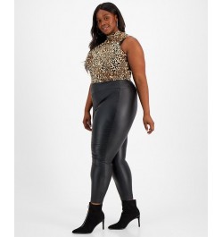 Plus Size Coated Leggings Deep Black $16.68 Pants