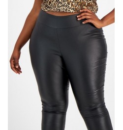 Plus Size Coated Leggings Deep Black $16.68 Pants