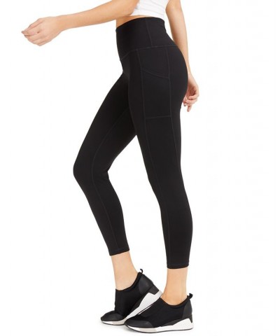 Petite Compression High-Waist Side-Pocket 7/8 Leggings Black $10.00 Pants