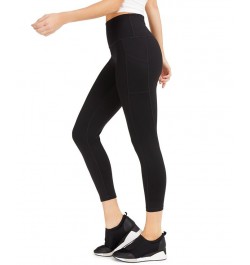 Petite Compression High-Waist Side-Pocket 7/8 Leggings Black $10.00 Pants