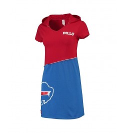 Women's Red Royal Buffalo Bills Hooded Mini Dress Red $43.34 Dresses