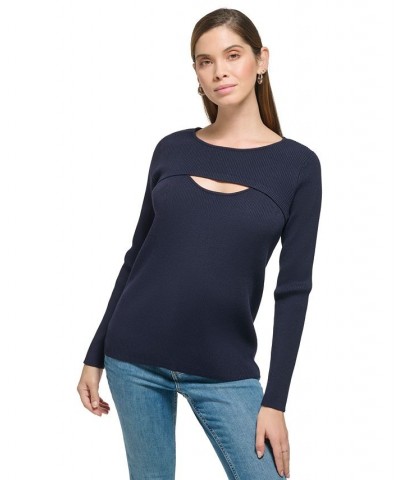 Women's Ribbed Cutout Sweater Twilight $27.43 Sweaters