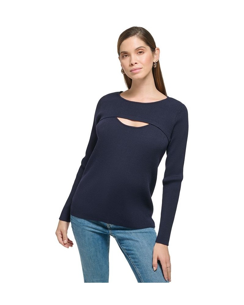 Women's Ribbed Cutout Sweater Twilight $27.43 Sweaters