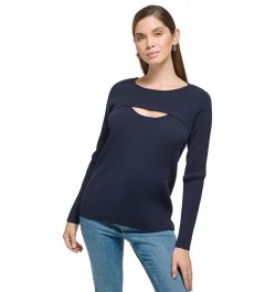 Women's Ribbed Cutout Sweater Twilight $27.43 Sweaters