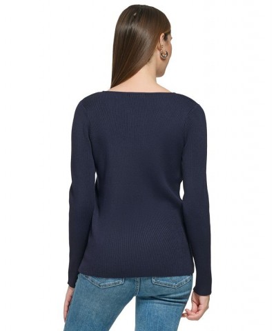 Women's Ribbed Cutout Sweater Twilight $27.43 Sweaters