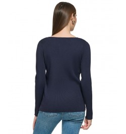 Women's Ribbed Cutout Sweater Twilight $27.43 Sweaters