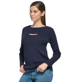 Women's Ribbed Cutout Sweater Twilight $27.43 Sweaters