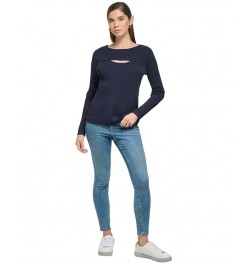 Women's Ribbed Cutout Sweater Twilight $27.43 Sweaters