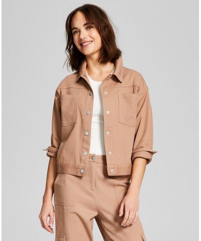 Women's Drop Shoulder Cargo Jacket Tan/Beige $19.07 Jackets
