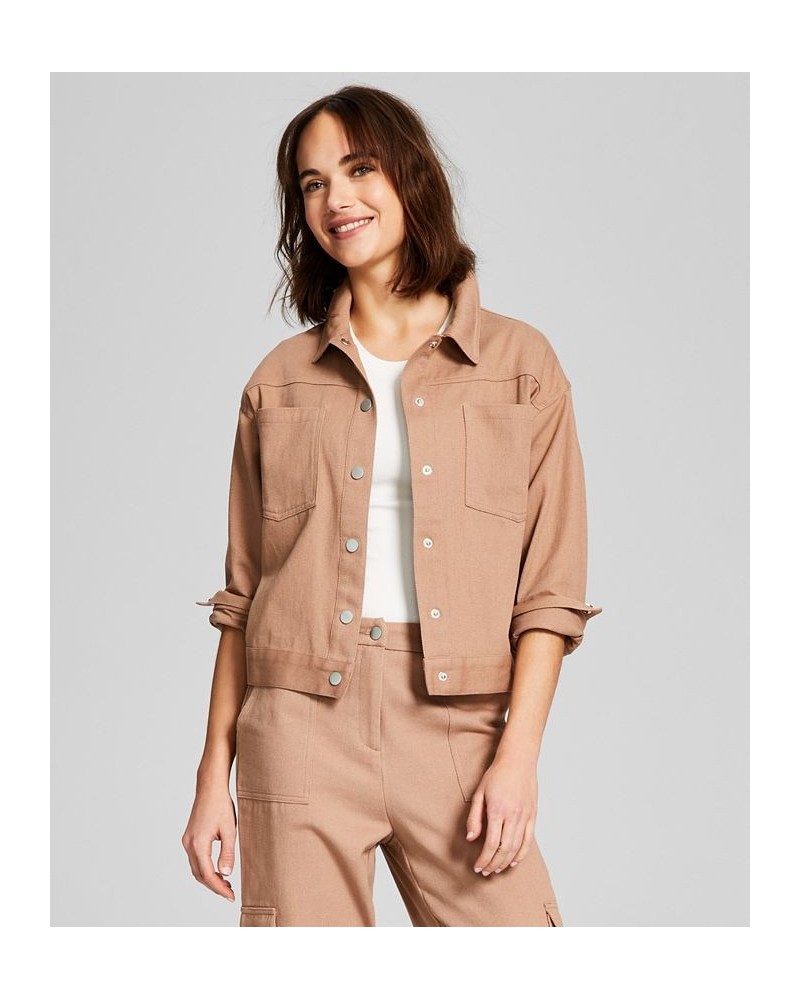 Women's Drop Shoulder Cargo Jacket Tan/Beige $19.07 Jackets