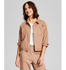 Women's Drop Shoulder Cargo Jacket Tan/Beige $19.07 Jackets