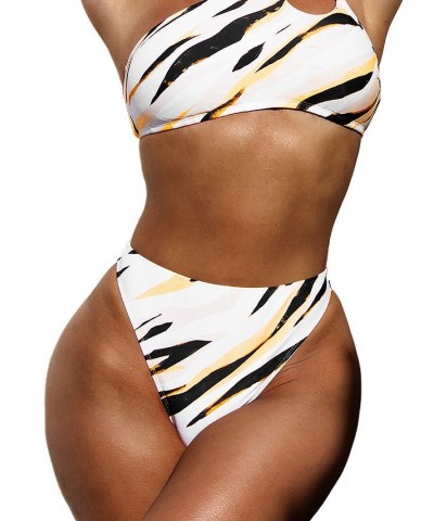 Women's X STASSIE Wild Weekend High Waist Extra Cheeky Bikini Bottoms White $14.21 Swimsuits