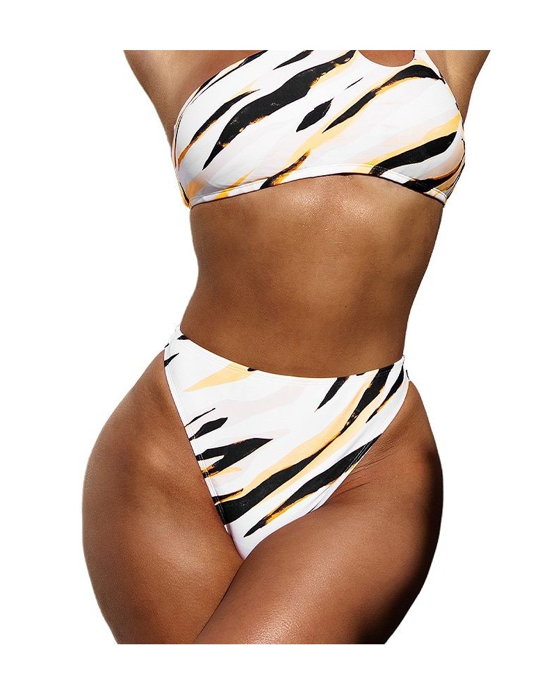 Women's X STASSIE Wild Weekend High Waist Extra Cheeky Bikini Bottoms White $14.21 Swimsuits