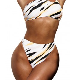 Women's X STASSIE Wild Weekend High Waist Extra Cheeky Bikini Bottoms White $14.21 Swimsuits