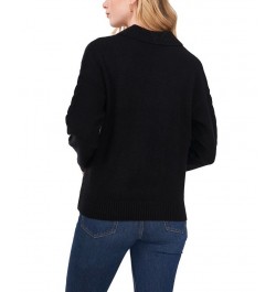 Women's Collared Cable Sweater Rich Black $26.40 Sweaters