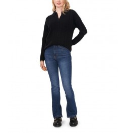 Women's Collared Cable Sweater Rich Black $26.40 Sweaters