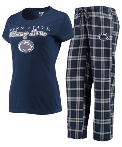 Women's Navy and Gray Penn State Nittany Lions Lodge T-shirt and Flannel Pants Sleep Set Navy, Gray $34.19 Pajama