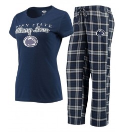 Women's Navy and Gray Penn State Nittany Lions Lodge T-shirt and Flannel Pants Sleep Set Navy, Gray $34.19 Pajama