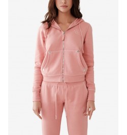 Women's Big T Classic Zip Hoodie Coral Almond $70.98 Tops