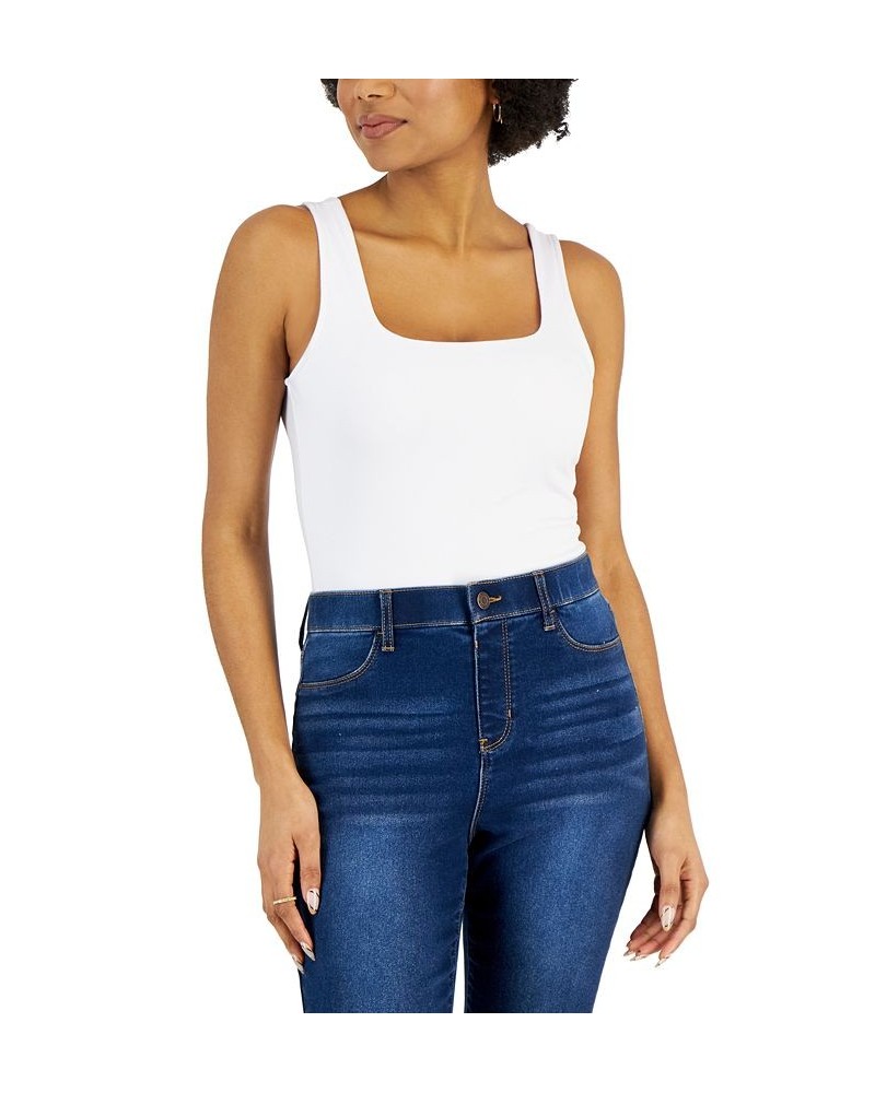 Juniors' Sleeveless Square-Neck Bodysuit White $8.80 Tops