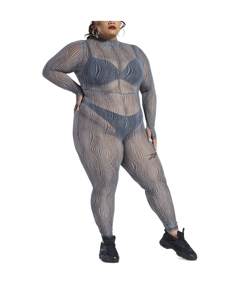 Plus Size Cardi B Printed Mock-Neck Jumpsuit Pure Grey $25.00 Pants