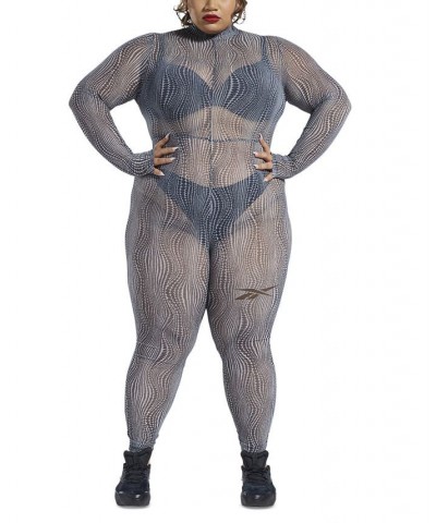 Plus Size Cardi B Printed Mock-Neck Jumpsuit Pure Grey $25.00 Pants