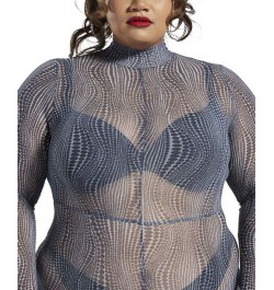 Plus Size Cardi B Printed Mock-Neck Jumpsuit Pure Grey $25.00 Pants