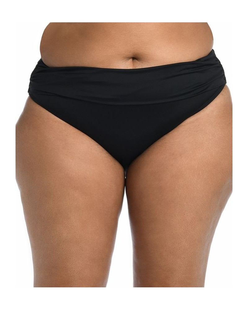 Plus Size Ruched Hipster Swim Bottoms Black $34.08 Swimsuits
