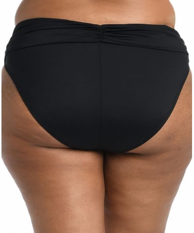 Plus Size Ruched Hipster Swim Bottoms Black $34.08 Swimsuits