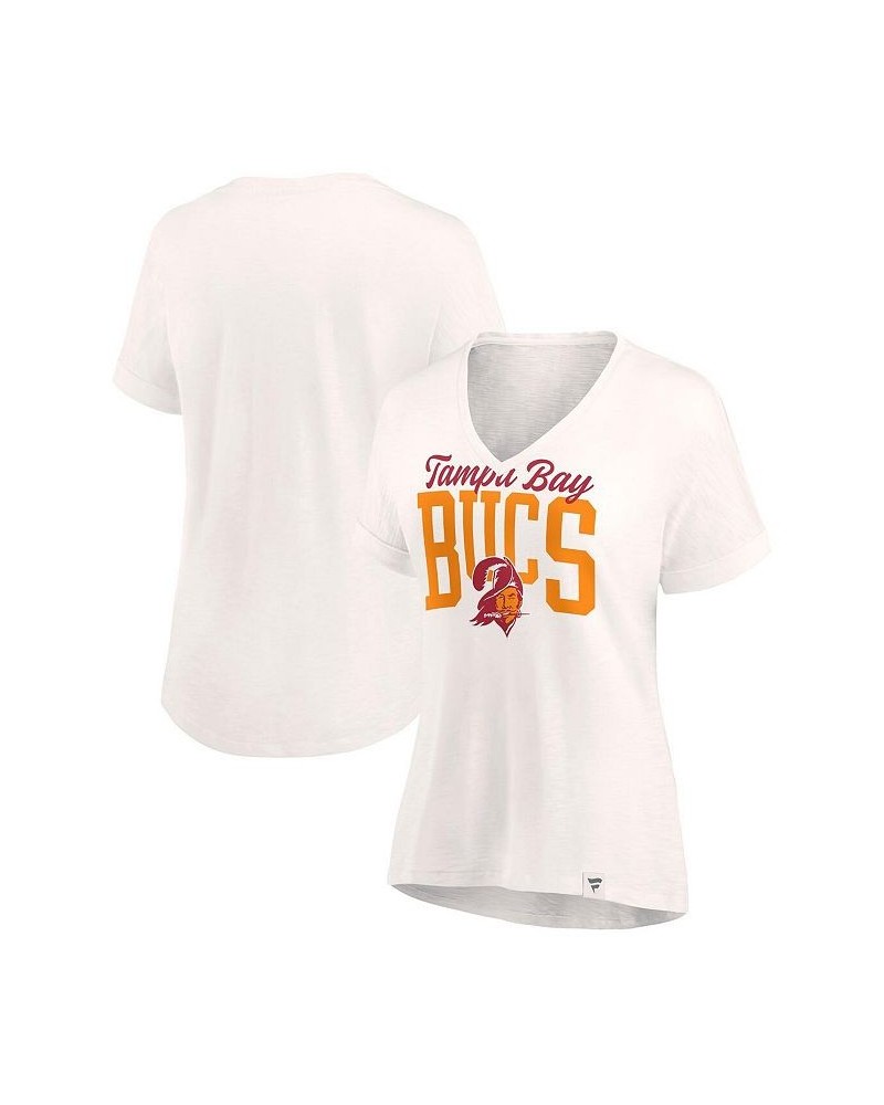 Women's Branded Oatmeal Tampa Bay Buccaneers Motivating Force V-Neck T-shirt Tan/Beige $16.38 Tops