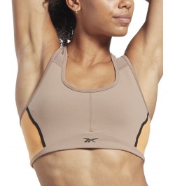 Women's Lux Racer Medium Impact Colorblocked Bra Tan/Beige $24.50 Bras