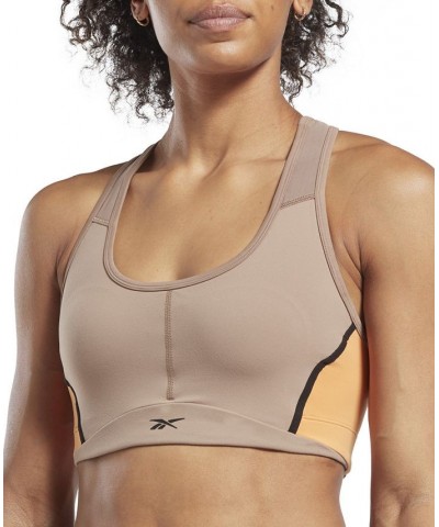 Women's Lux Racer Medium Impact Colorblocked Bra Tan/Beige $24.50 Bras