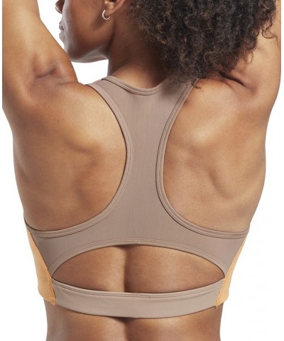 Women's Lux Racer Medium Impact Colorblocked Bra Tan/Beige $24.50 Bras